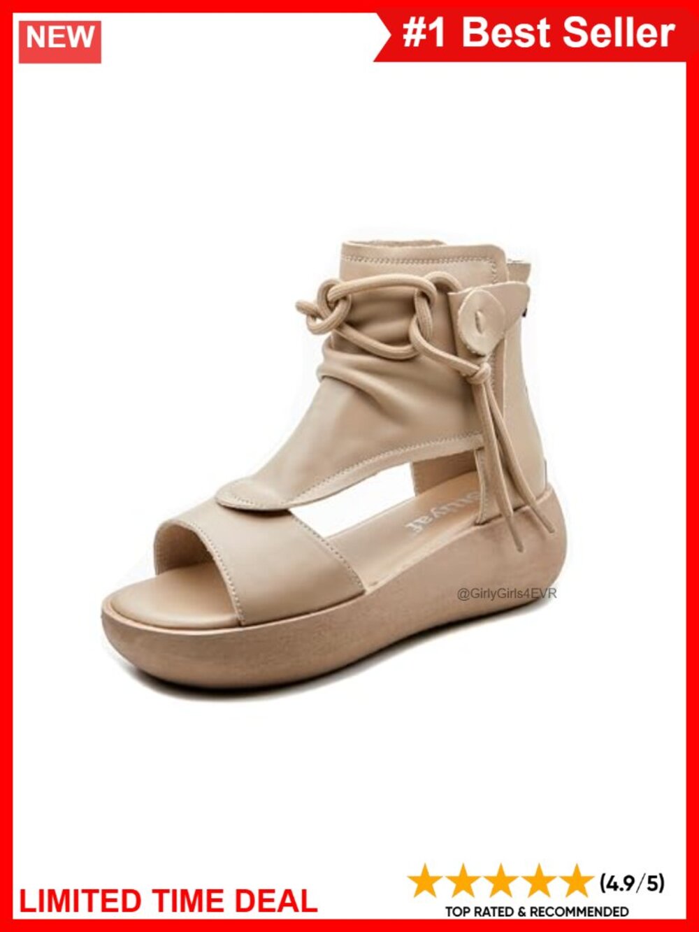 Full Grain Leather Sandals Open Toe High Top Boot Sandals Women